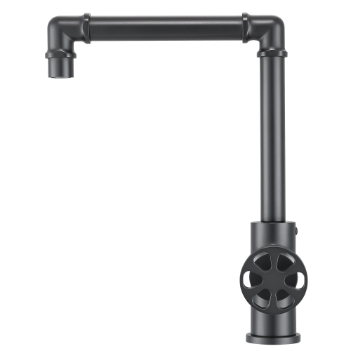 Ancona Urban Round Wheel Handle 1-Hole Bathroom Faucet in Matte Black