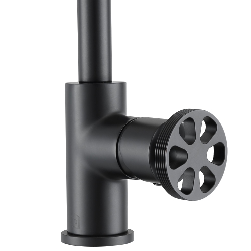 Ancona Urban Round Wheel Handle 1-Hole Bathroom Faucet in Matte Black