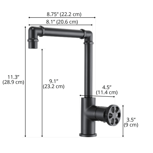 Ancona Urban Round Wheel Handle 1-Hole Bathroom Faucet in Matte Black