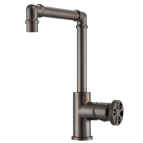 Ancona Urban Deck Mount Round Wheel Handle 1-Hole Bathroom Faucet in Oil-Rubbed Bronze