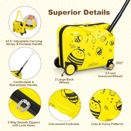 Ensemble de valises porteur 18 po 2PC pour enfants de Costway et corde anti-perte sac à dos 12 po