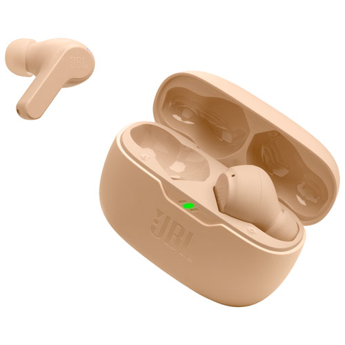 Écouteurs boutons 100 % sans fil à isolation sonore Vibe Beam de JBL - Beige