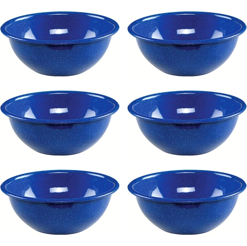 6 Pack Blue Enamel Mixing Bowl Set
