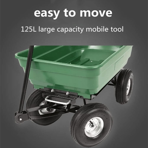 Garden Dump Cart, Garden Cart Heavy Duty Utility Lawn Yard Dump Cart with Sturdy Steel Frame and 10" Pneumatic Tires