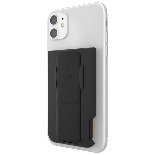 CLCKR Universal Wallet Cell Phone Grip & Stand - Black