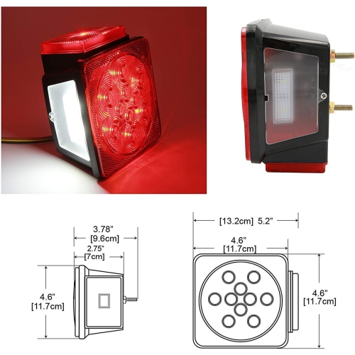 Deluxe 12V LED Submersible Rear Trailer Light Kit for trailers under 80 inches in width