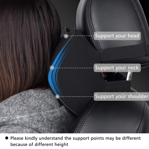 Memory Foam Car Neck Pillow Soft Leather Headrest for Driving Home Office Black