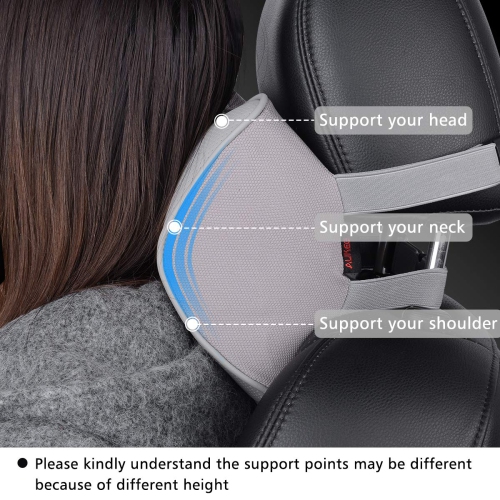 Oreiller d'appuie-tête, oreillers en mousse à mémoire pour l'auto en cuir souple pour la conduite à domicile en gris
