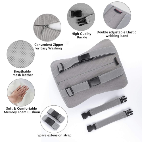 Oreiller d'appuie-tête, oreillers en mousse à mémoire pour l'auto en cuir souple pour la conduite à domicile en gris