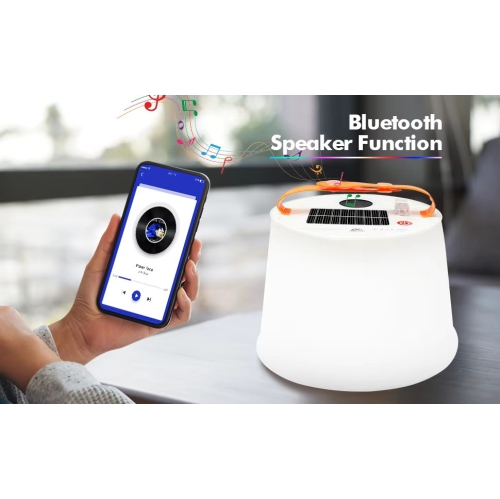 Inflatable Solar LED Camping Lantern with Speaker and Phone Charger Waterproof LED Solar Lamp for Camping Hiking USB Phone Charger Outdoor, Fishing