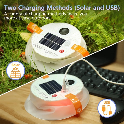 Inflatable Solar LED Camping Lantern with Speaker and Phone Charger Waterproof LED Solar Lamp for Camping Hiking USB Phone Charger Outdoor, Fishing