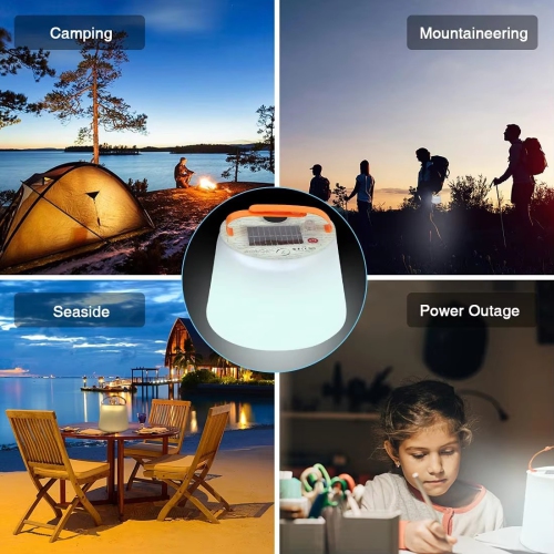 Inflatable Solar LED Camping Lantern with Speaker and Phone Charger Waterproof LED Solar Lamp for Camping Hiking USB Phone Charger Outdoor, Fishing