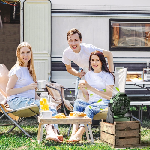 Camping Fan, Camping Fan Rechargeable with LED Lantern & Hanging Hook, Battery Operated Camping Fan for Tent, 270° Rotation, Portable USB Camping Fan