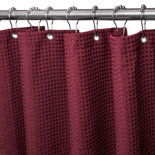 Rideau de douche gaufré à crochets en acier inoxydable - rideaux de bain en tissu robuste de 230 GSM, qualité de l'hôtel, résistant à l'eau, lavable