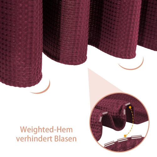 Waffle Weave Shower Curtain with Stainless Steel Hooks - 230 GSM Heavy Duty Fabric Bath Curtains, Hotel Luxury Quality, Water Resistant, Machine