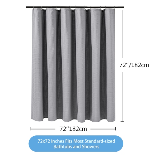 Waffle Weave Shower Curtain with Stainless Steel Hooks - 230 GSM Heavy Duty Fabric Bath Curtains, Hotel Luxury Quality, Water Resistant, Machine