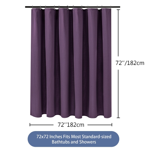 Waffle Weave Shower Curtain with Stainless Steel Hooks - 230 GSM Heavy Duty Fabric Bath Curtains, Hotel Luxury Quality, Water Resistant, Machine
