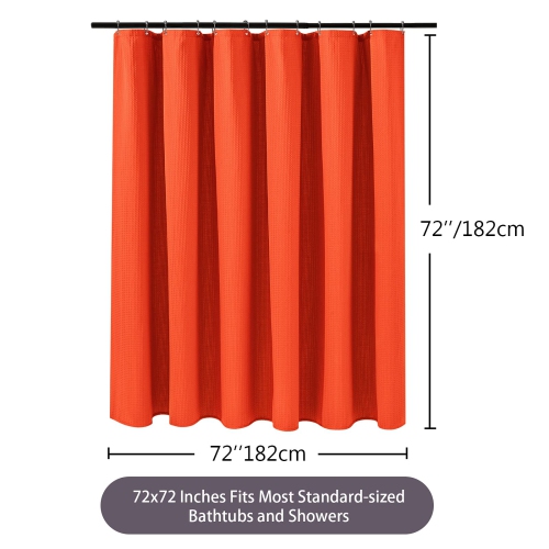 Waffle Weave Shower Curtain with Stainless Steel Hooks - 230 GSM Heavy Duty Fabric Bath Curtains, Hotel Luxury Quality, Water Resistant, Machine