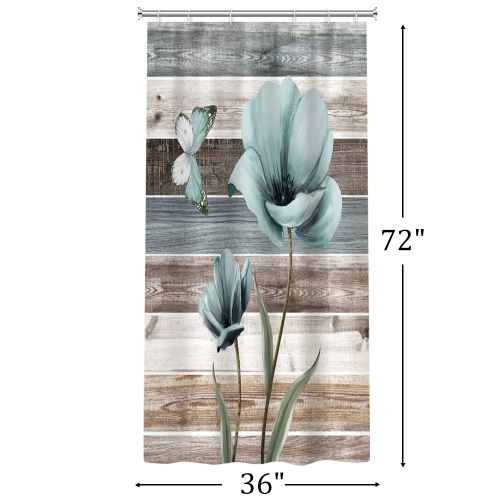 Rustic Shower Curtain, Waterproof Floral Shower Curtain, Polyester Fabric Shower Curtain Set, Bathroom Curtain Machine Washable Bath Curtain, Shower