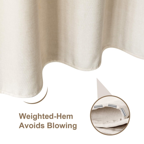 Linen Textured Shower Curtain with Stainless Steel Hooks - 230 GSM Heavy Duty Fabric Bath Curtains, Hotel Luxury Quality, Water Resistant, Machine