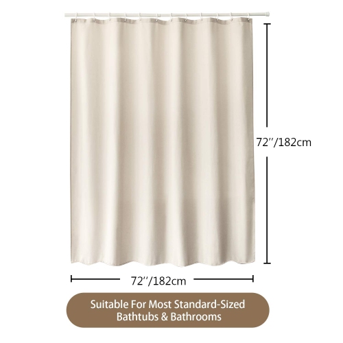Linen Textured Shower Curtain with Stainless Steel Hooks - 230 GSM Heavy Duty Fabric Bath Curtains, Hotel Luxury Quality, Water Resistant, Machine