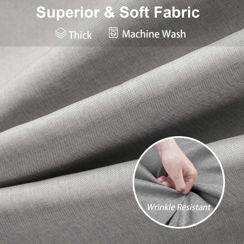 Linen Textured Shower Curtain with Stainless Steel Hooks - 230 GSM Heavy Duty Fabric Bath Curtains, Hotel Luxury Quality, Water Resistant, Machine