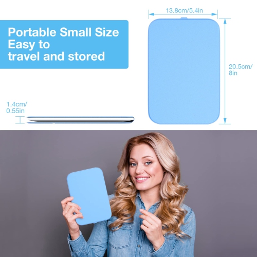 Travel Makeup Mirror, Portable LED Lighted Makeup Mirror, 360° Rotation Touch Screen Vanity Mirror, 60 LEDs, 3-Color Dimmable Lighting, Rechargeable