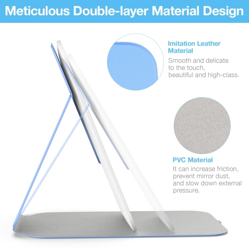 Travel Makeup Mirror, Portable LED Lighted Makeup Mirror, 360° Rotation Touch Screen Vanity Mirror, 60 LEDs, 3-Color Dimmable Lighting, Rechargeable