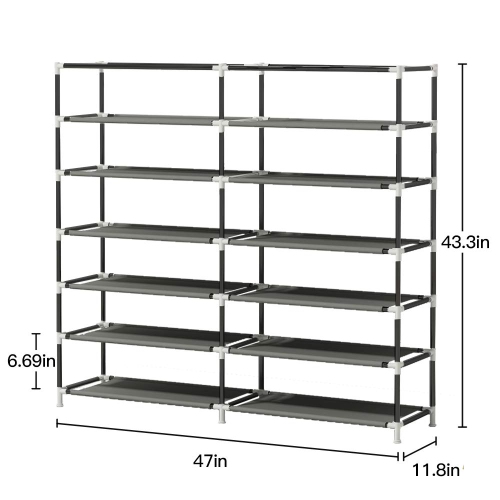 Étagère à chaussures rangement portatif rangement autonome avec housse en tissu non tissé, gris