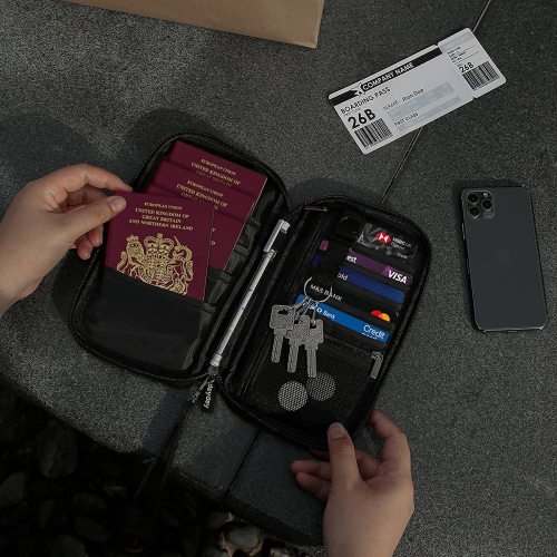 Portefeuille Travel Essentials pour accessoires volants famille porte-passeport étui pochette de rangement avec blocage RFID avion document vacances