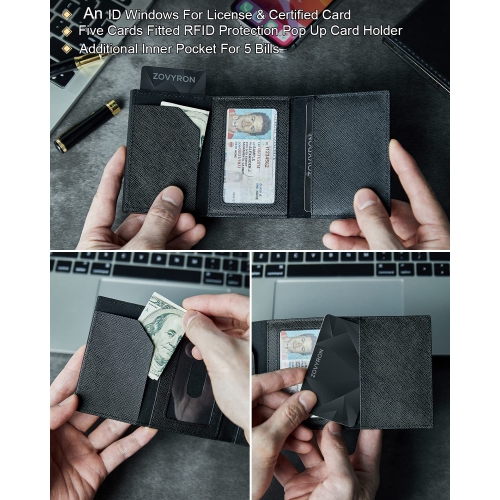 Airtag Wallet Men Smart Wallet Slim Minimalist RFID Front Pocket Wallet with Airtag Holder Metal Money Card Holder
