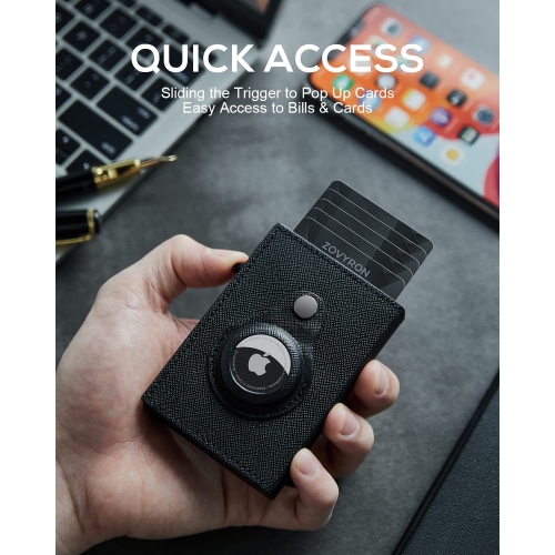 Airtag Wallet Men Smart Wallet Slim Minimalist RFID Front Pocket Wallet with Airtag Holder Metal Money Card Holder