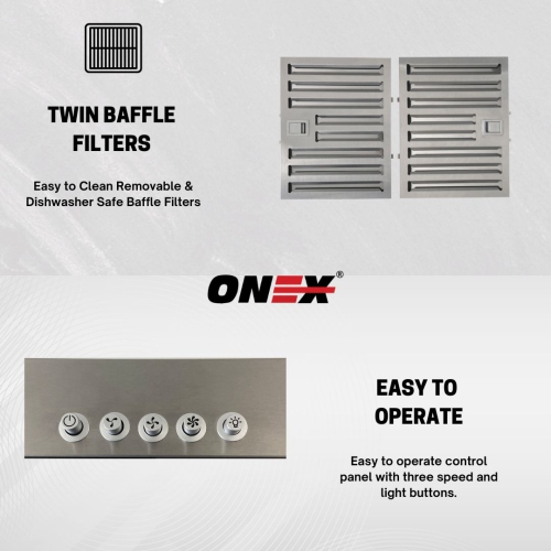 ONEX® OIN236 Stainless Steel Under Cabinet 36 inch Insert Range Hood.