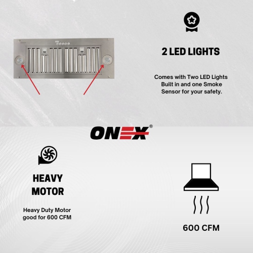 ONEX® OIN236 Stainless Steel Under Cabinet 36 inch Insert Range Hood.