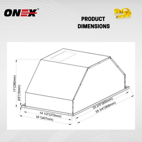 ONEX® OIN236 Stainless Steel Under Cabinet 36 inch Insert Range Hood.