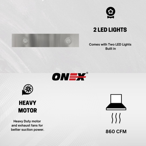 Hotte murale en acier inoxydable noir ONEX® OWF636-BL 36&nbsp;po.