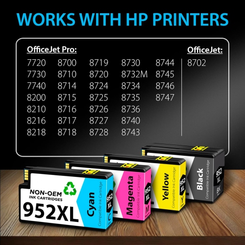 [New Chip] 2 Set Compatible HP 952 XL Ink Cartridges 952XL High Yield - HP OfficeJet 8702 7740 8715 8210 8216 7720 7730 7745 8730 8710 8727 8728 8720