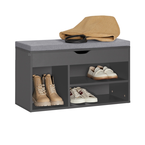 SOBUY  Fsr45-Dg, Shoe Storage Cabinet Shoe Rack With Lift Up Bench Top And Seat Cushion