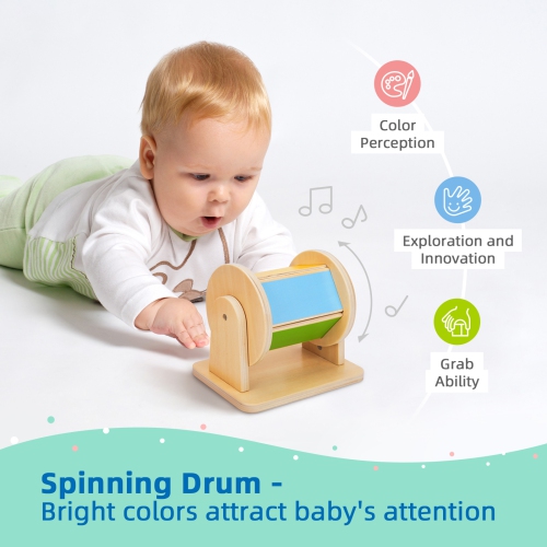 Ensemble de jouets d'apprentissage précoce de TOOKYLAND - Ensemble de jeu Montessori éducatif 6-en-1; jouets en bois pour bébé de 0-6 mois et plus