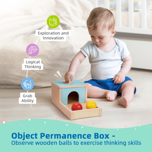 Ensemble de jouets d'apprentissage précoce de TOOKYLAND - Ensemble de jeu Montessori éducatif 6-en-1; jouets en bois pour bébé de 7-12 mois et plus