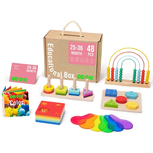 TOOKYLAND Early Learning Toy Bundle - 6 in 1 Box Educational Montessori Play Set; Wooden Toddler Toys 25-36 Months Old