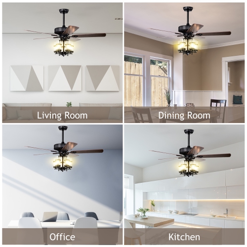 Costway 50" Ceiling Fan with Light Classic Ceiling Fan Lamp w/Noiseless Reversible Motor