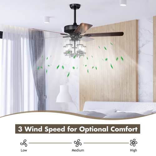 Costway 50" Ceiling Fan with Light Classic Ceiling Fan Lamp w/Noiseless Reversible Motor