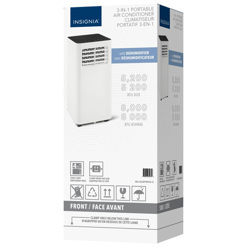 Insignia Portable Air Conditioner - 8000 BTU (SACC 5200 BTU) - White/Black - Only at Best Buy