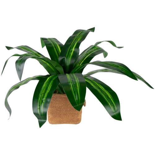 Artificial Dracaena Plant in Square Rattan Pattern Ceramic Pot - 27"