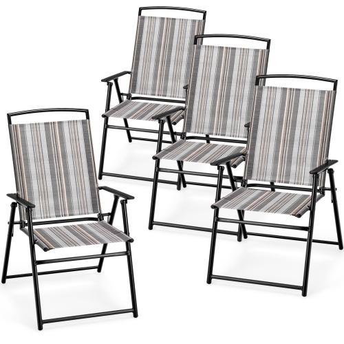 Topbuy Outdoor Folding Chairs Set of 2/4 Lightweight High Back Chairs w