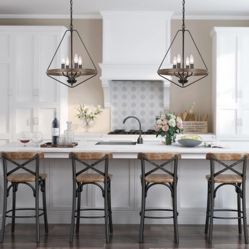 Modern Farmhouse 4-Light Lantern Cage Candle Chandelier for Dining Room