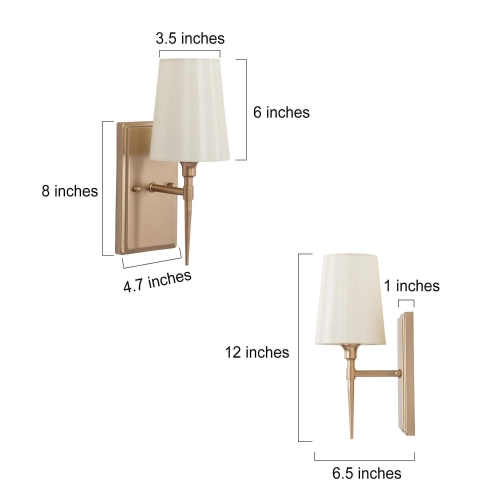 Modern 3-Light Gold Bathroom Vanity Light Fabric Wall Sconce for Powder Room