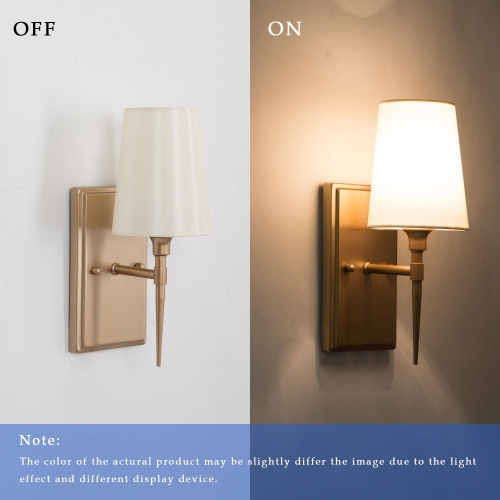 Modern 3-Light Gold Bathroom Vanity Light Fabric Wall Sconce for Powder Room