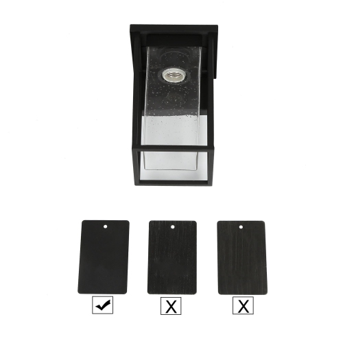 Geoma Mid-Century Modern 1-Light Black Seeded Glass Wall Sconce Outdoor Wall Lantern